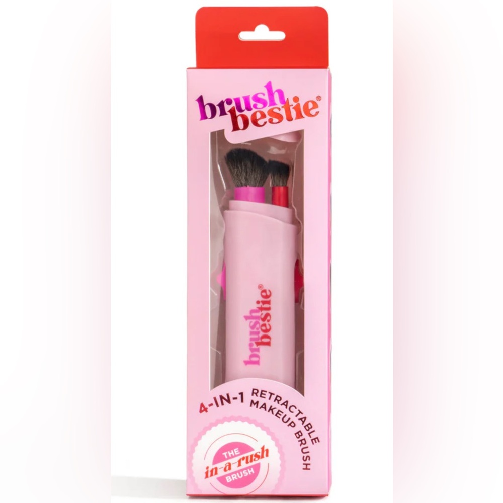 NEW!!! Brush Bestie 4-In-1 Retractable Make-Up Brush in Pink (NWT)